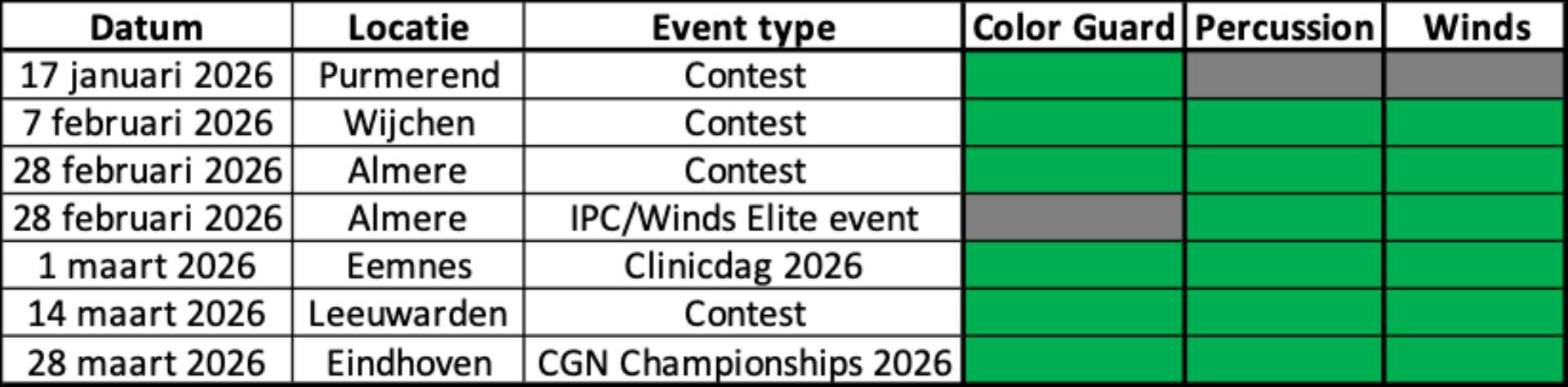 CGN Schedule 2026