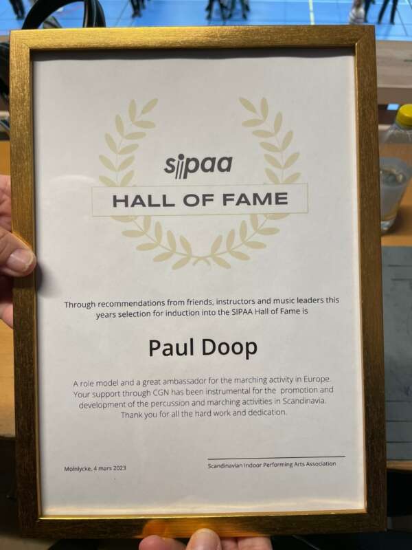 SIPAA HoF Certificaat Paul Doop